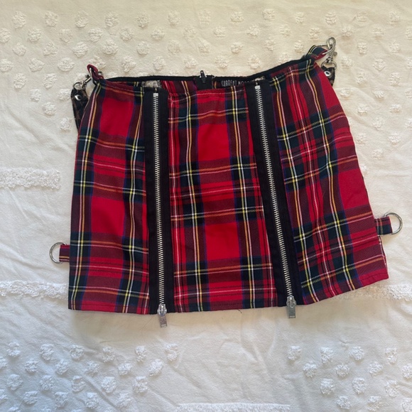 Dolls Kill Plaid + Leopard Print Pleated Mini Skirt 🐆❤️ - Picture 3 of 4
